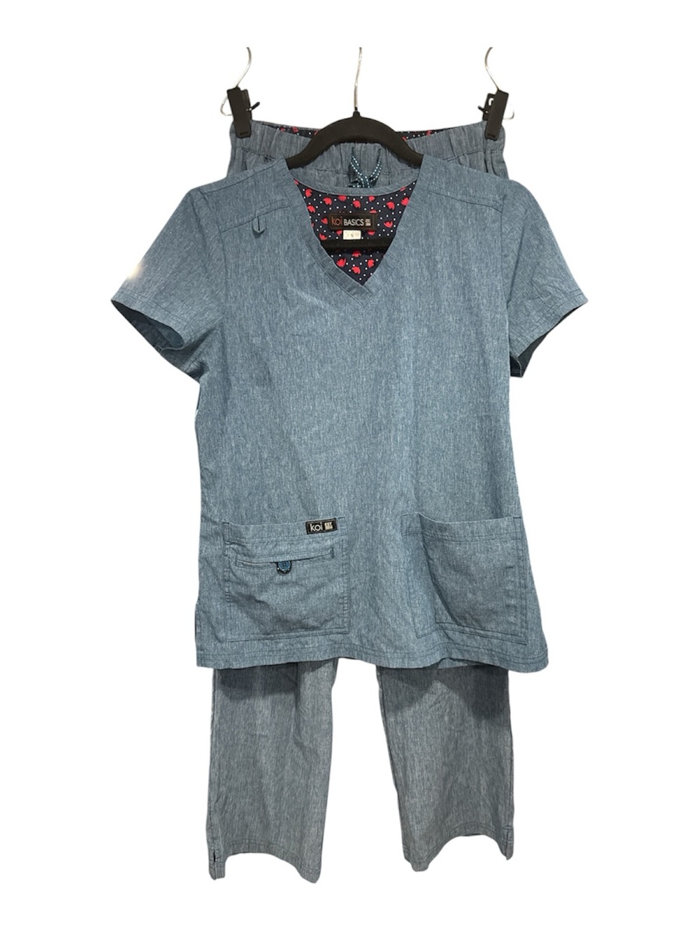 koi Denim-Effect Blue V-Neck Scrub Set